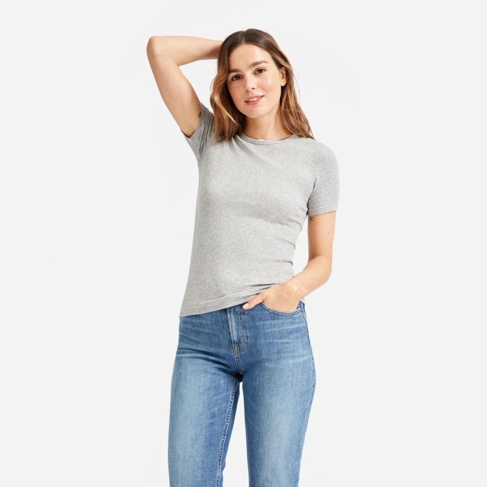 EVERLANE Pima Micro Rib Crew Tee | Cotton Shirt